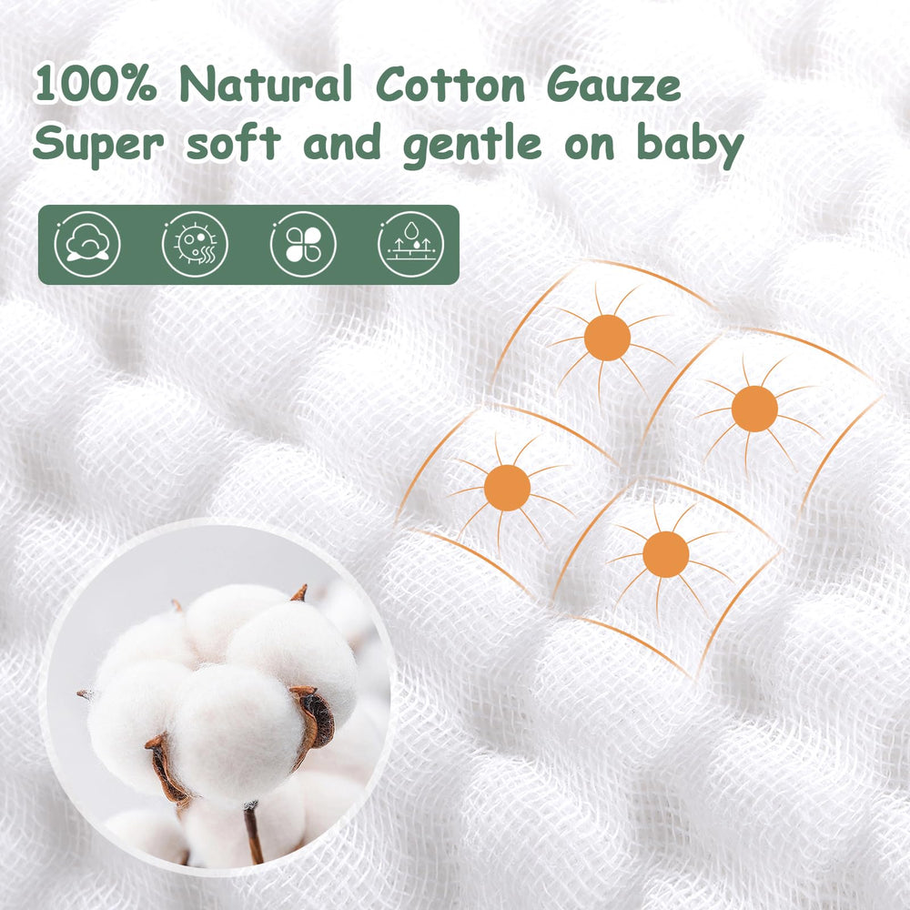 Looxii muslin baby washcloths 12x12 size providing full coverage during bath time.