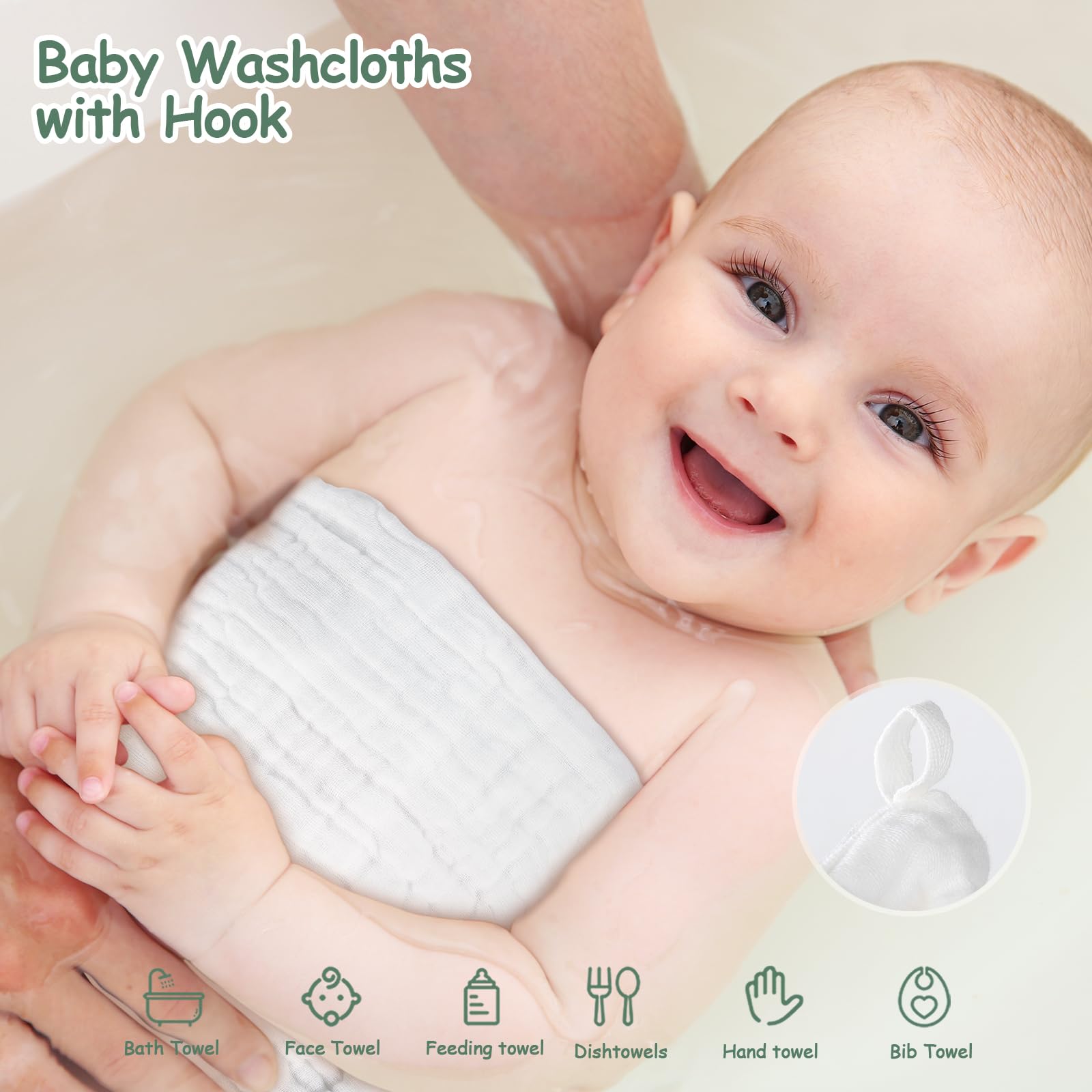 Looxii muslin baby washcloths multi-use versatility for baby faces or makeup removal.