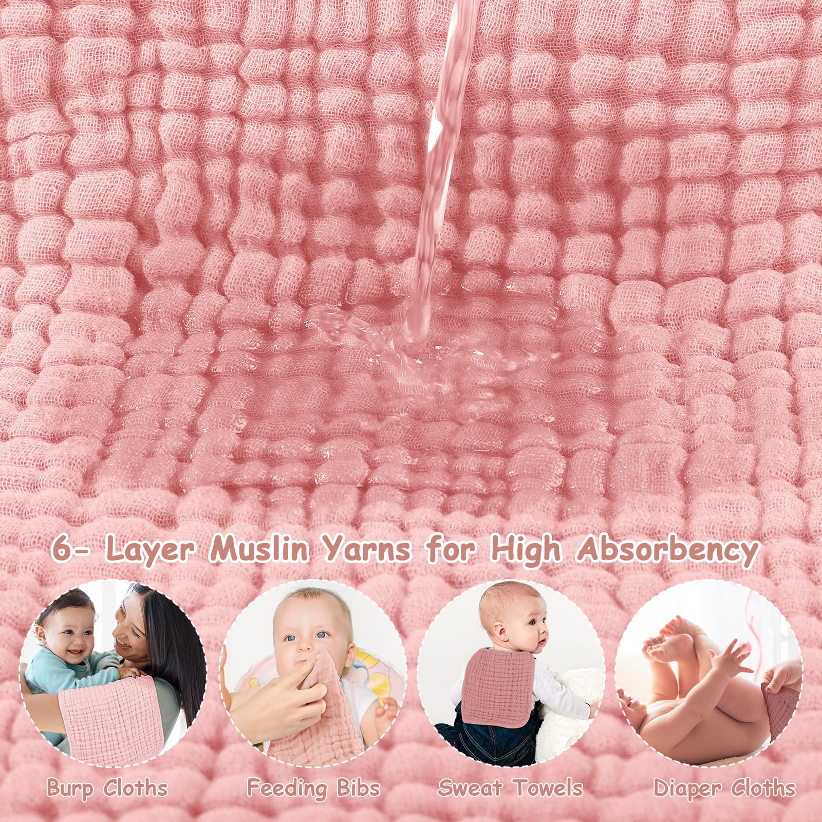 Looxii Muslin Burp Cloths baby girl gift — stylish gradient pink for baby showers.