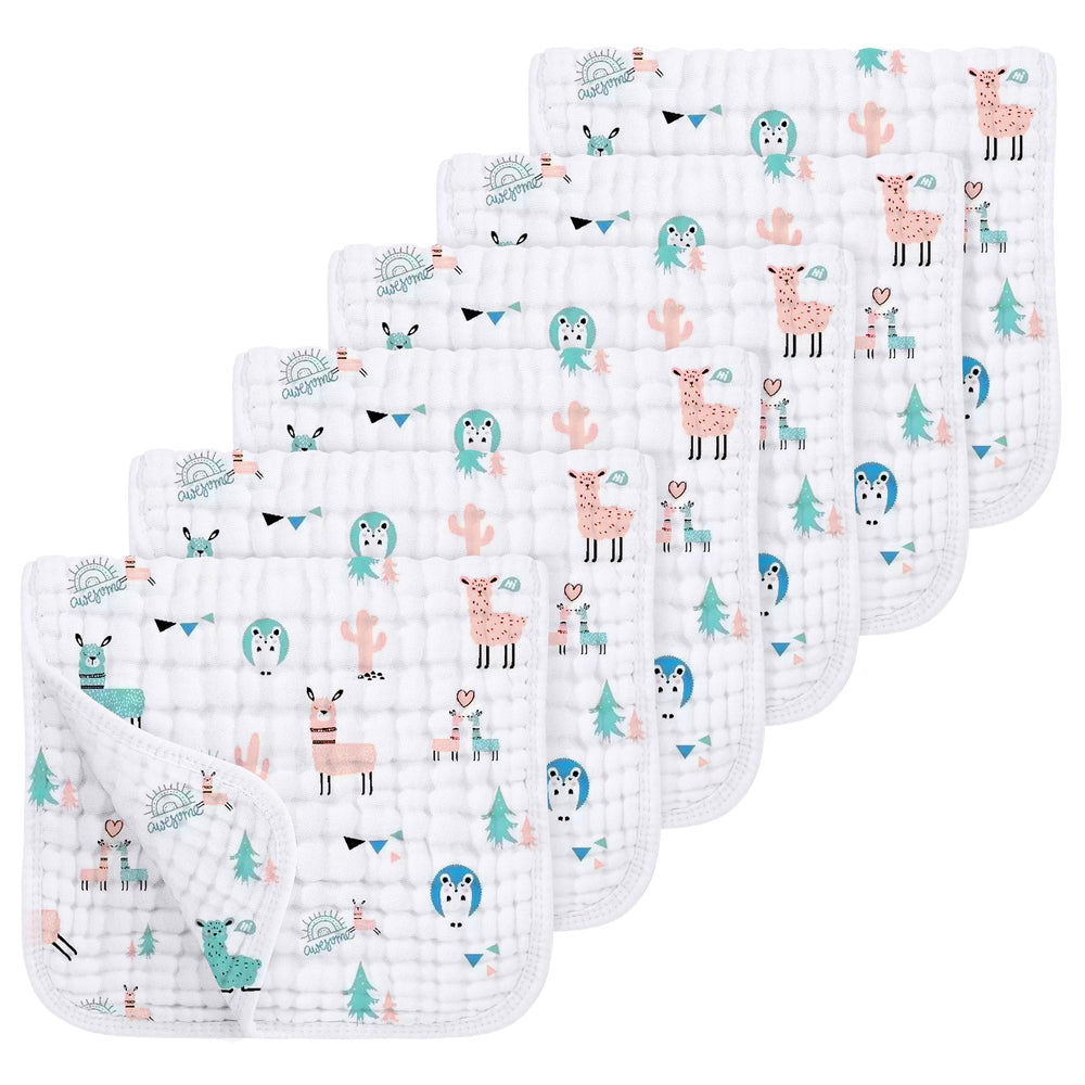 Looxii muslin burp cloths 20x10 folded, showing soft breathable fabric for delicate baby skin