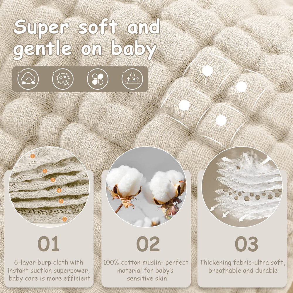 Looxii Muslin Burp Cloths absorbent 6-layer design demonstrates quick liquid absorption during burping