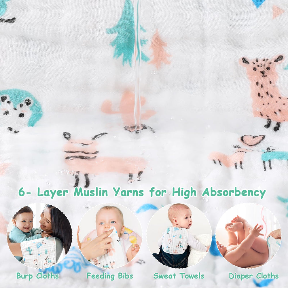 Looxii muslin burp cloths machine washable below 70°C for simple care