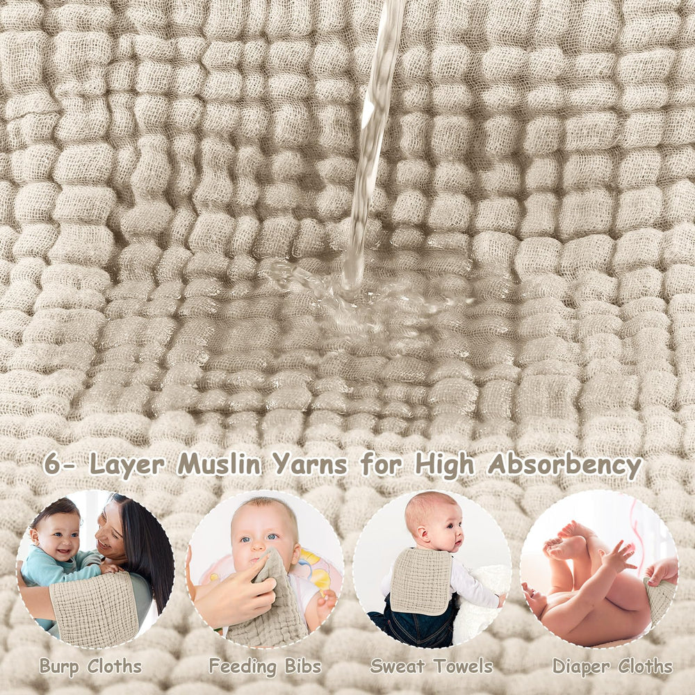 Looxii muslin burp cloths offer gentle skin contact with soft pre-washed fabric.