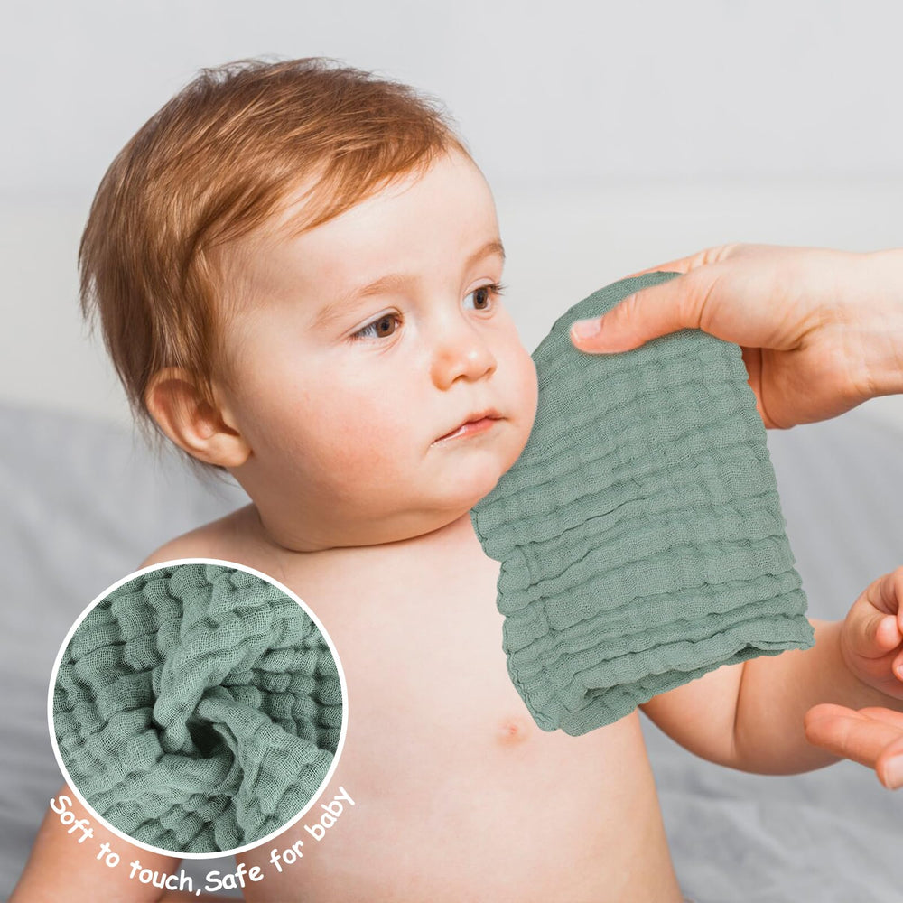 Looxii gradient green washcloth fabric showing breathable, highly absorbent material.