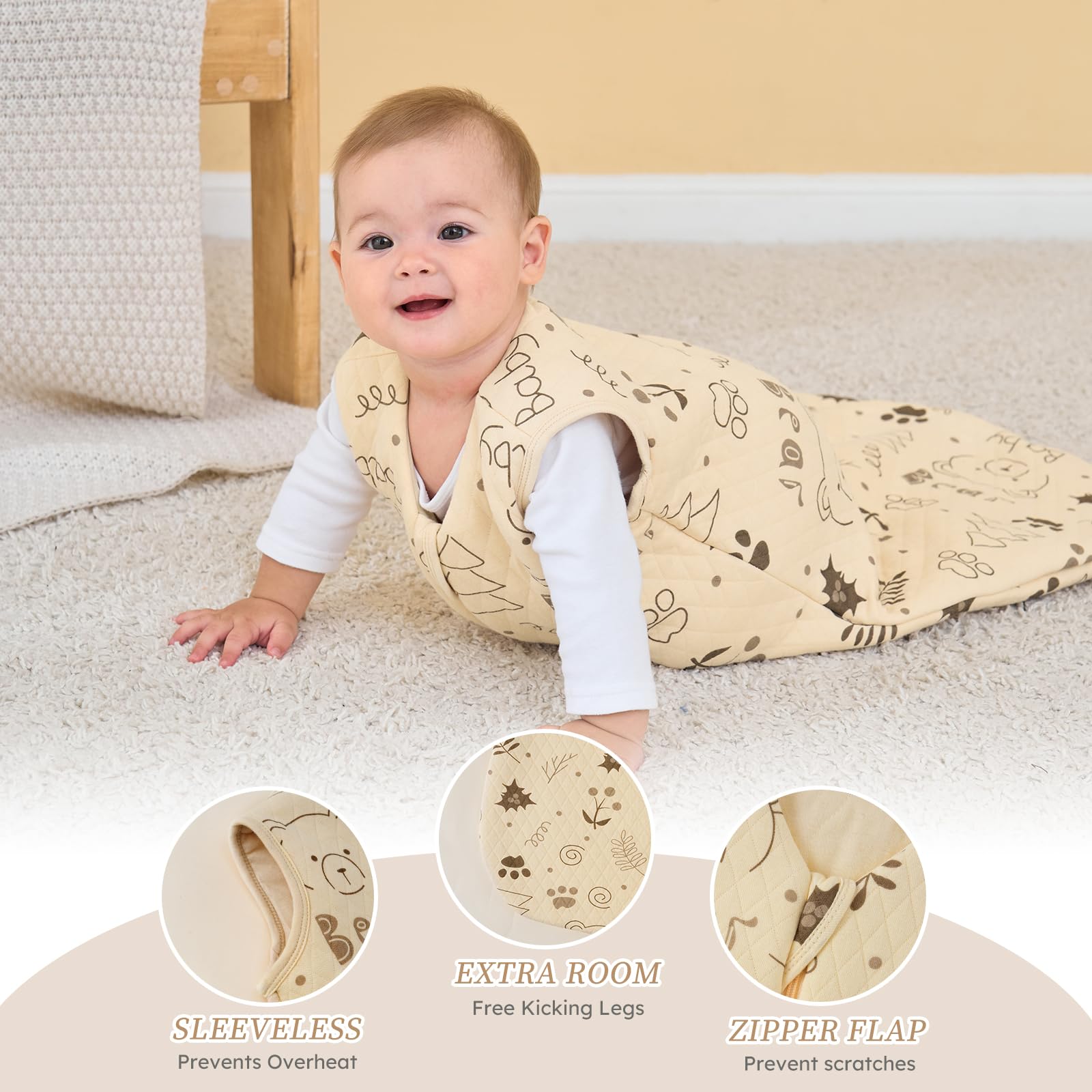 Looxii sleep-sack quilted pattern detail demonstrates even filling and durability.