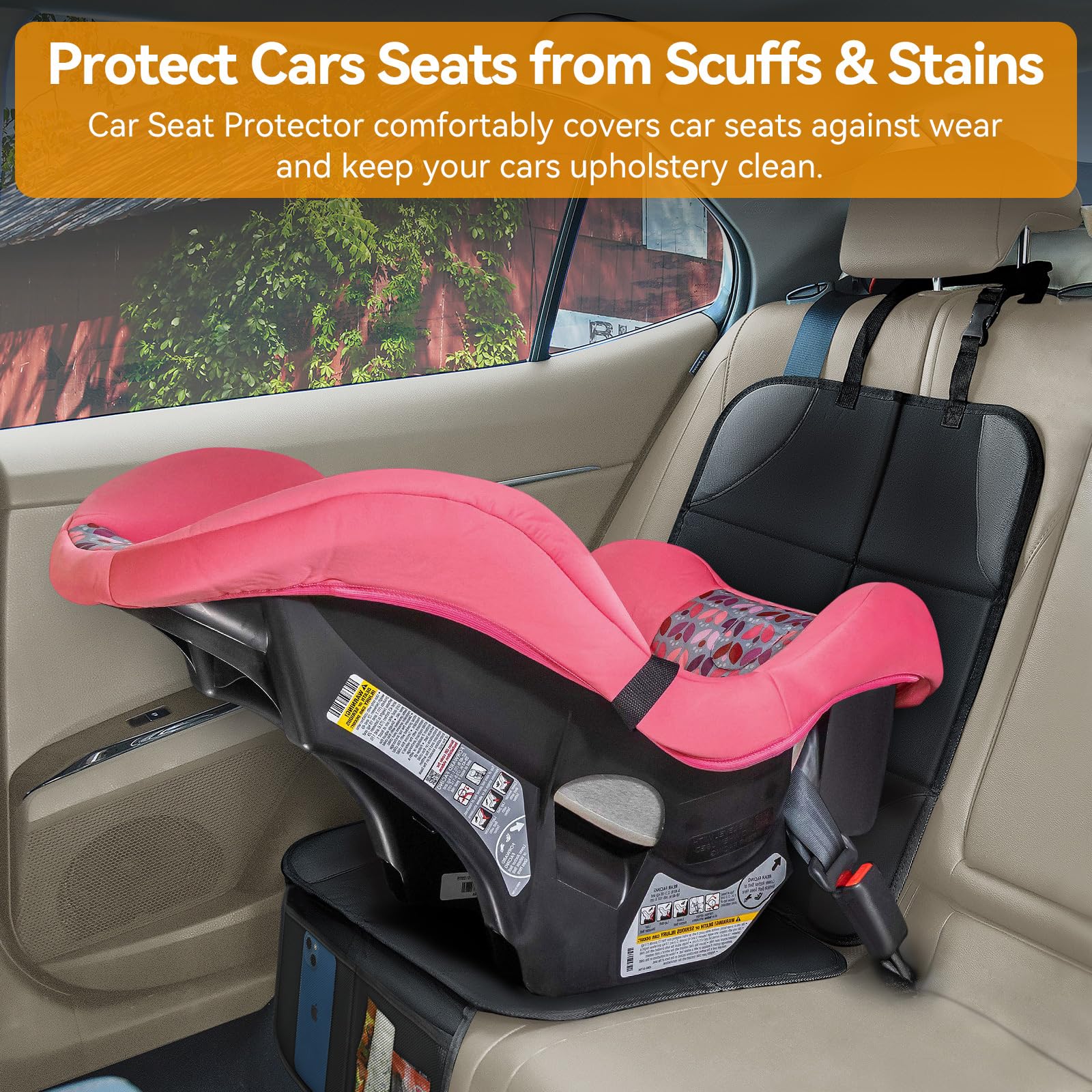 Lopjibar baby car seat protector protects leather seats from scuffs