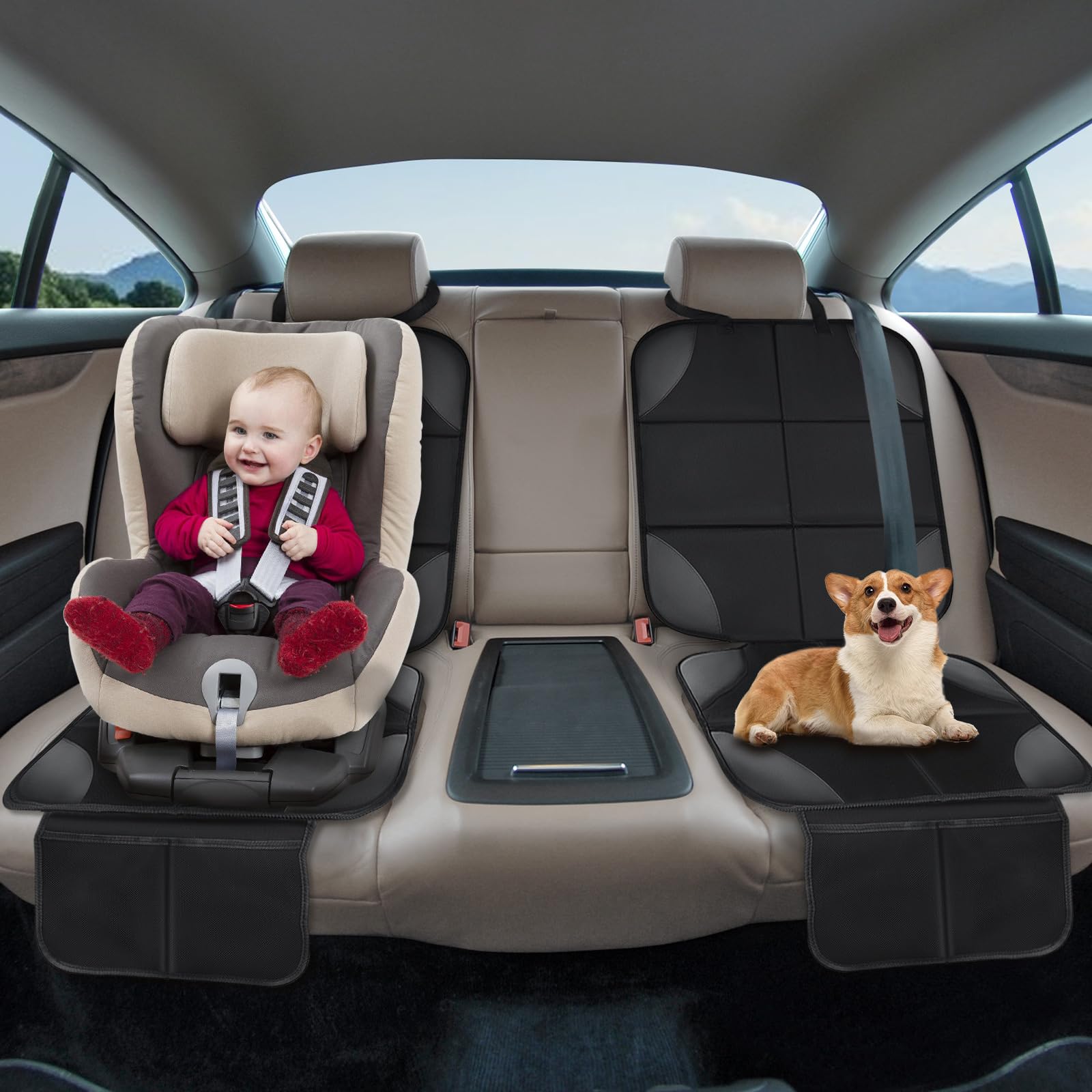 Lopjibar baby car seat protector fits most vehicles for family use