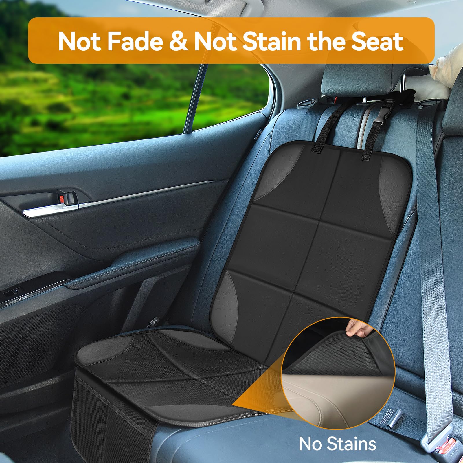 Lopjibar baby car seat protector not-fade-back-mesh keeps seats mark-free