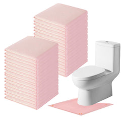 LOPYXBR pink disposable toilet mats around the toilet for hygienic protection.