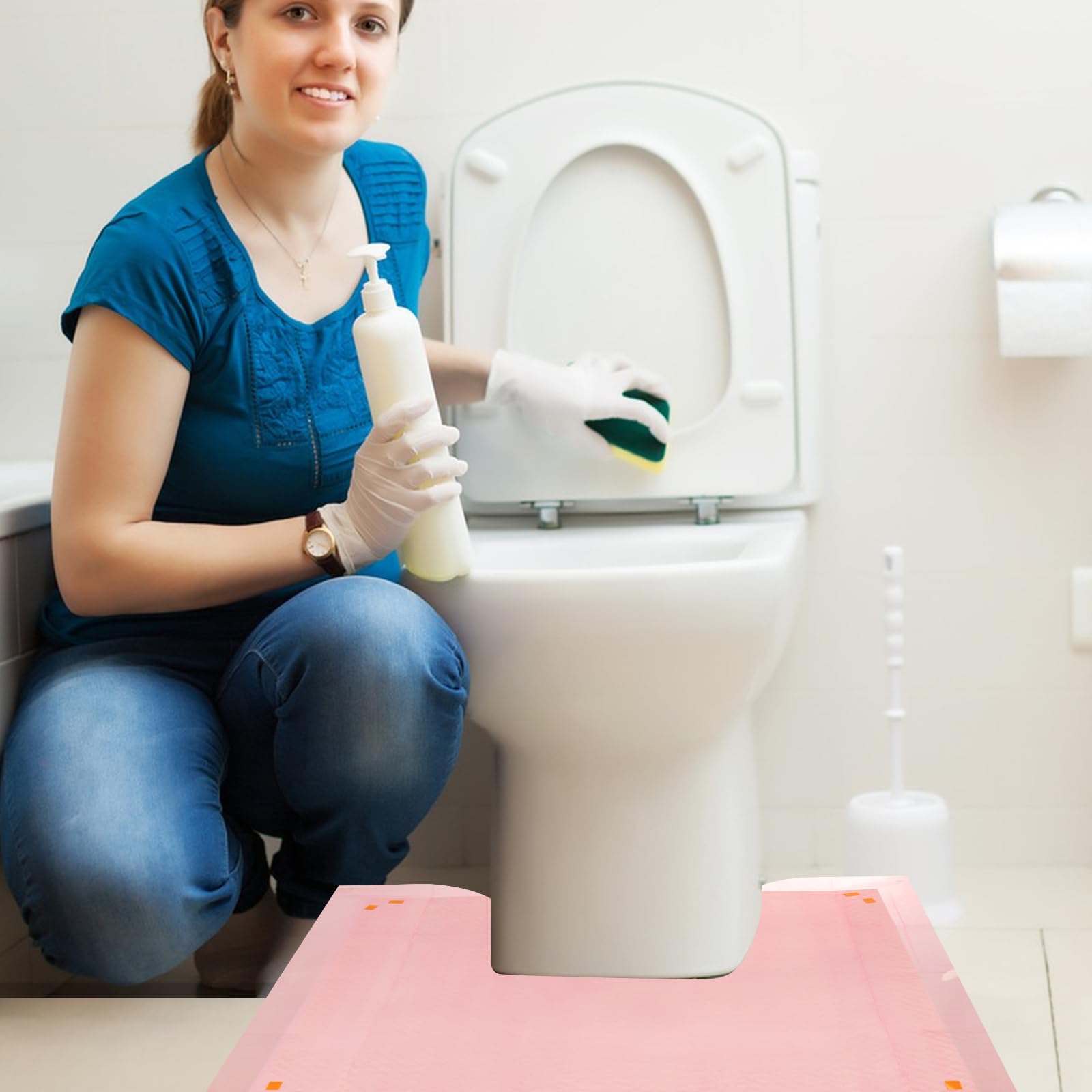 LOPYXBR floor protector fits around most toilets and base area.