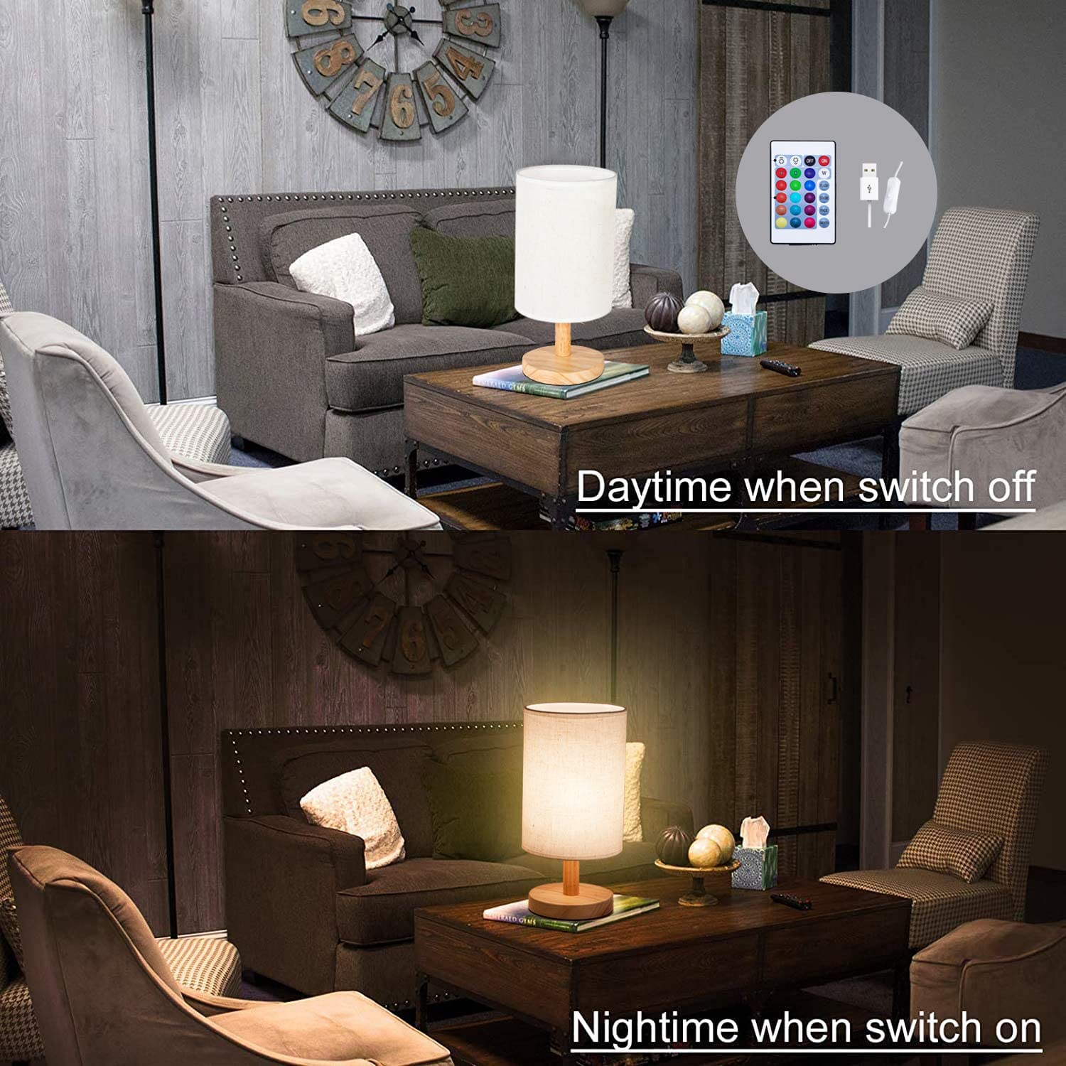 LOPYEIJFG wooden frame table lamp blends with wood furnishings.