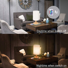 LOPYEIJFG wooden frame table lamp blends with wood furnishings.