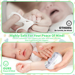 LOQOMI low-noise design keeps nail care quiet for babies.