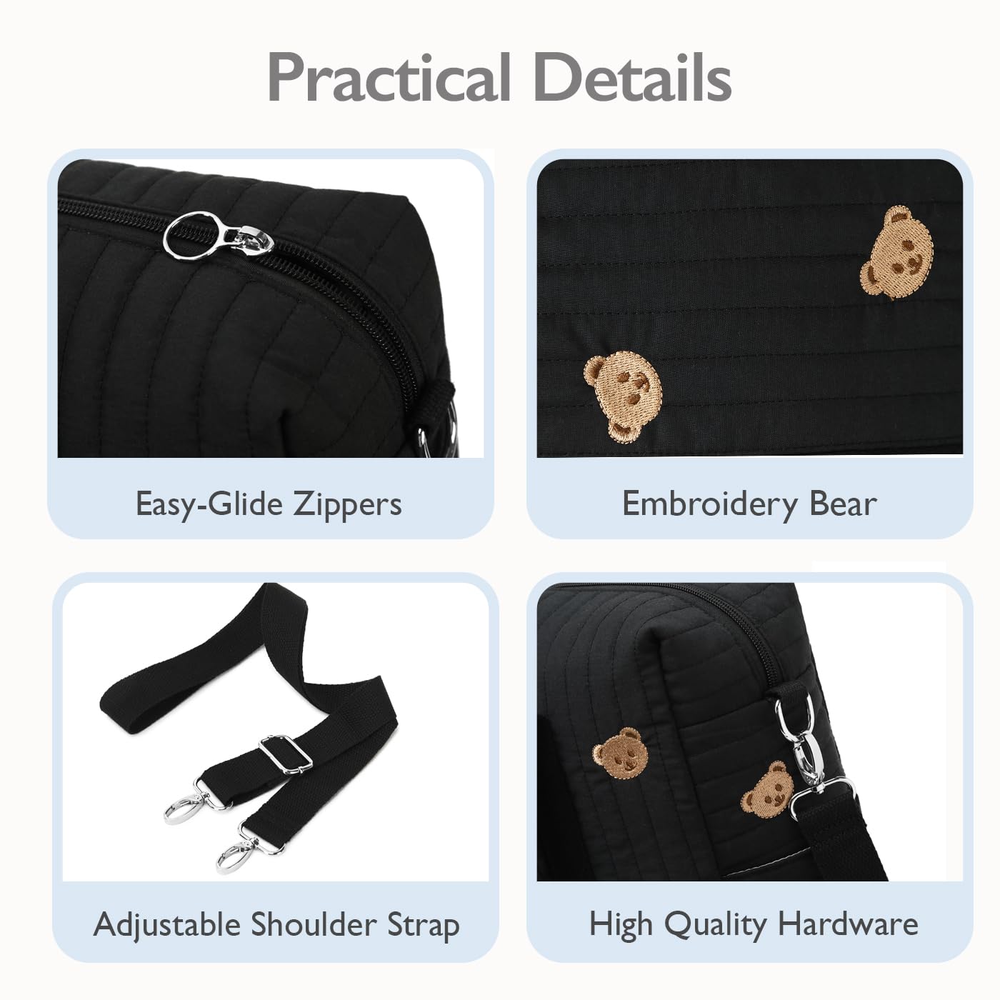 LORADI bag opened to reveal a 10-pocket layout for organized baby gear.