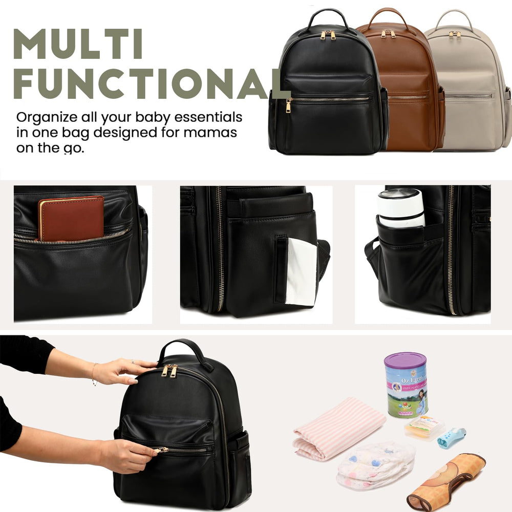 LORADI Compact Diaper Backpack dry-wet pocket separates dry and wet items for quick access.
