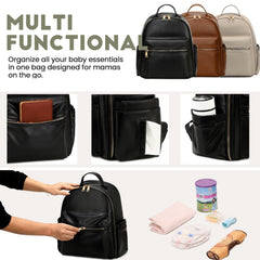 LORADI Compact Diaper Backpack dry-wet pocket separates dry and wet items for quick access.
