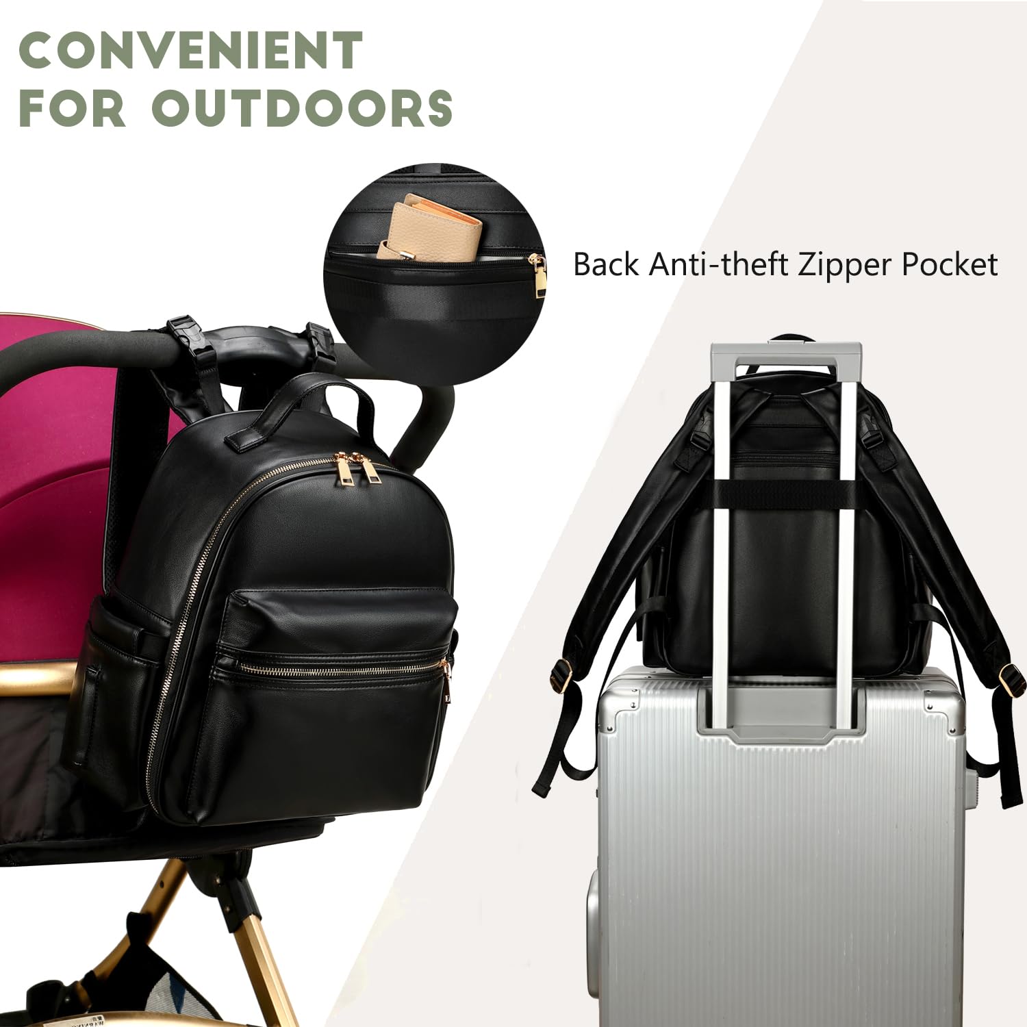 LORADI Compact Diaper Backpack padded shoulder straps reduce shoulder and neck strain during travel.