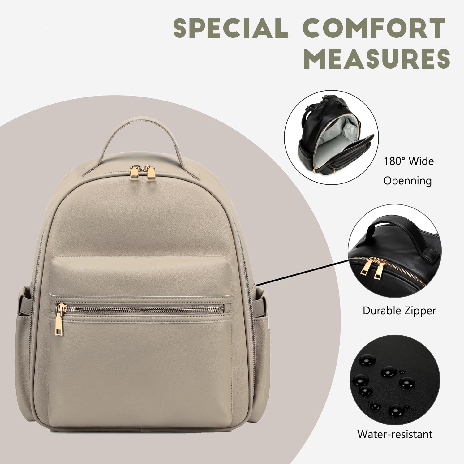 LORADI Compact Diaper Backpack fully unzip main compartment for easy packing and retrieval.