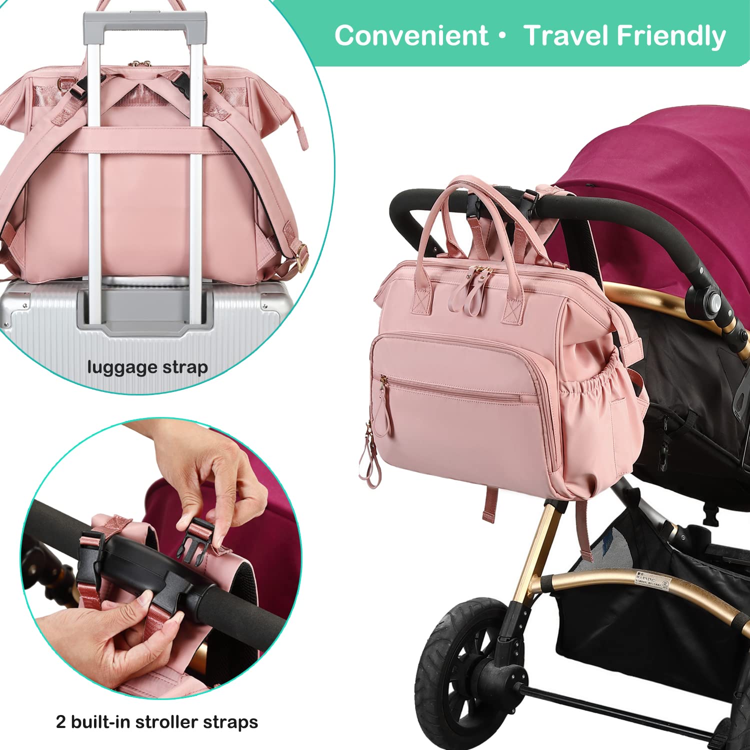 LORADI bag with anti-theft back zip secures valuables.