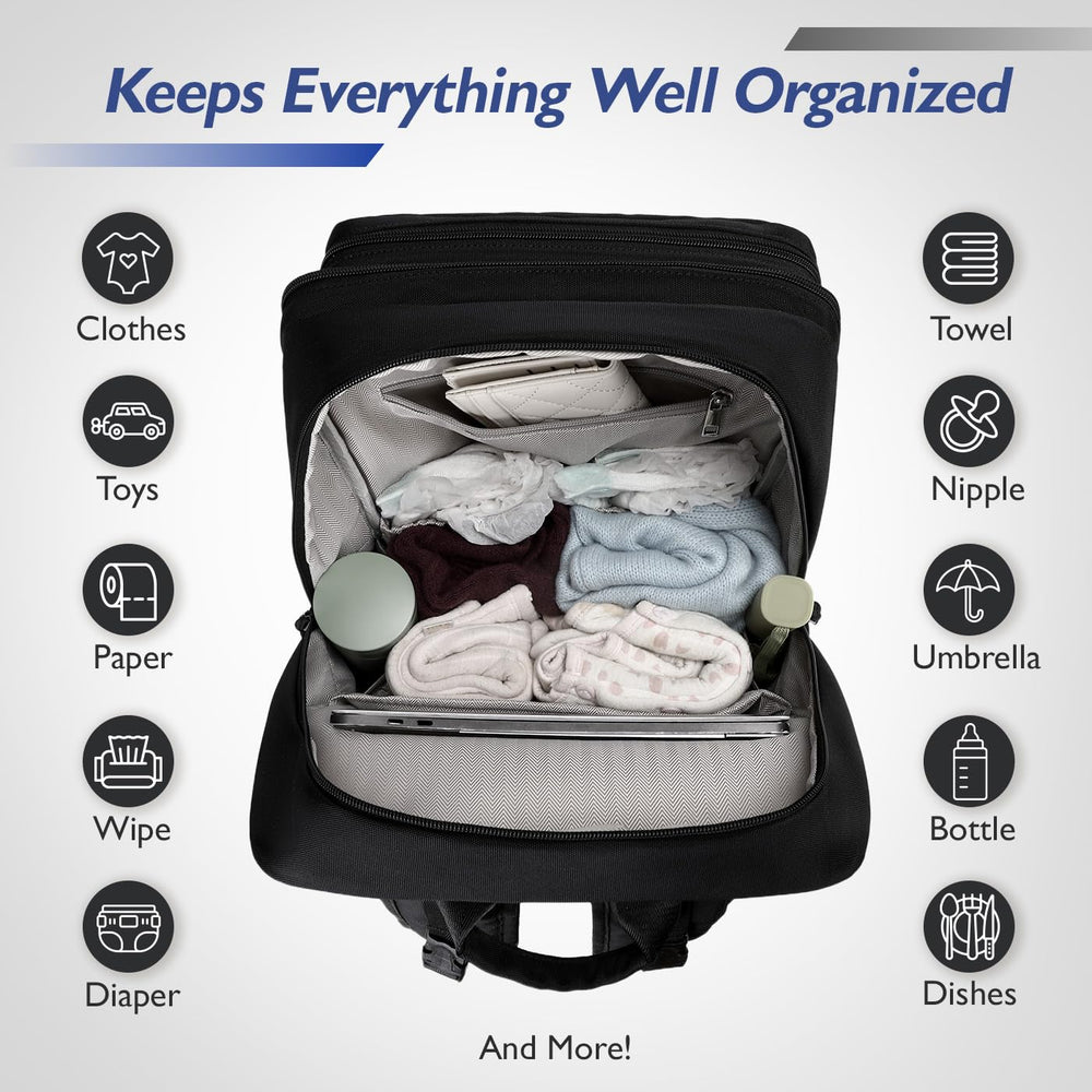 LORADI Dad Diaper Backpack with luggage sleeve for travel compatibility