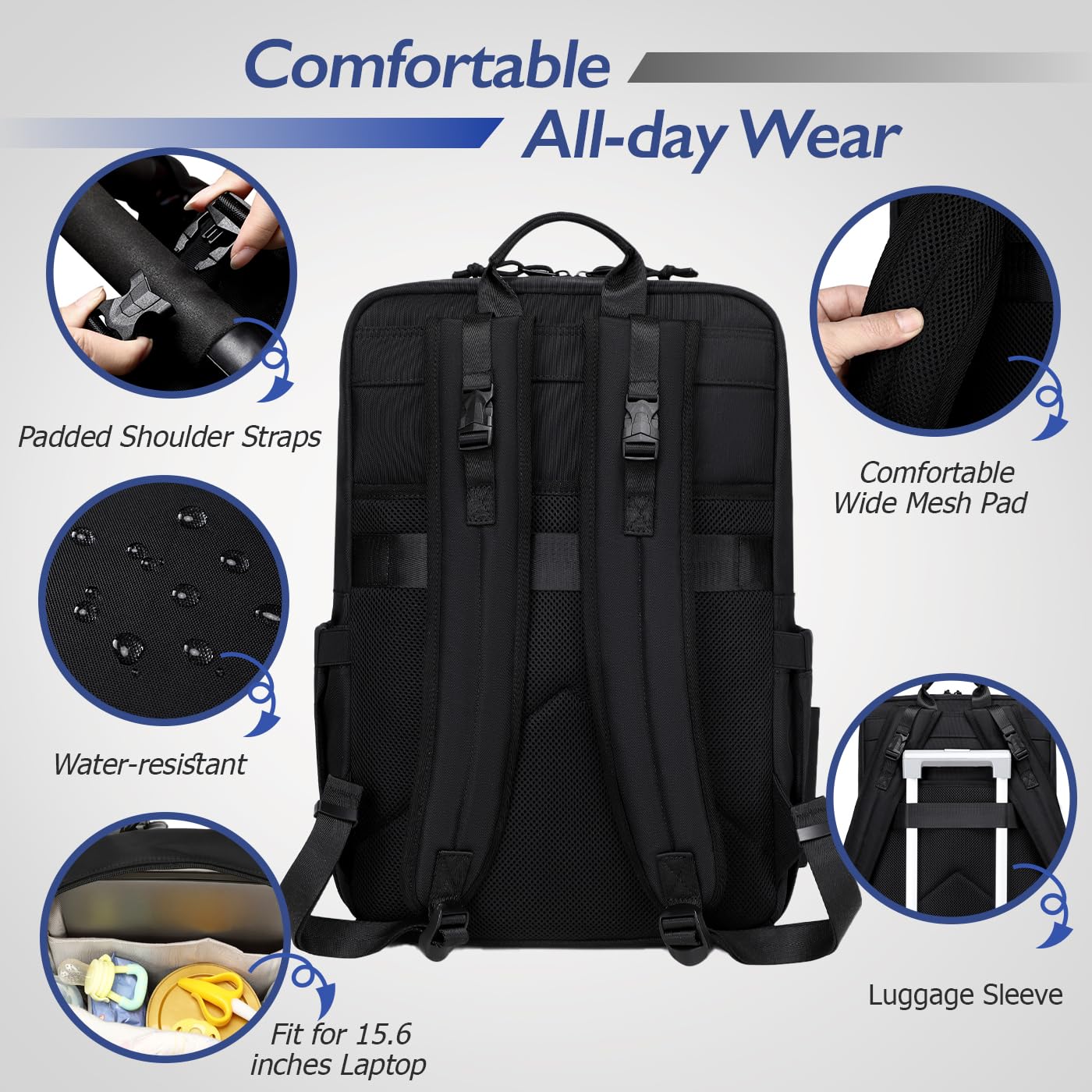 LORADI main compartment spacious for laptop and baby essentials