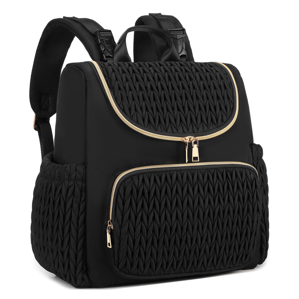 LORADI diaper bag front view showing organized exterior pockets for quick access to baby essentials