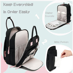 LORADI diaper bag main compartment showing large space