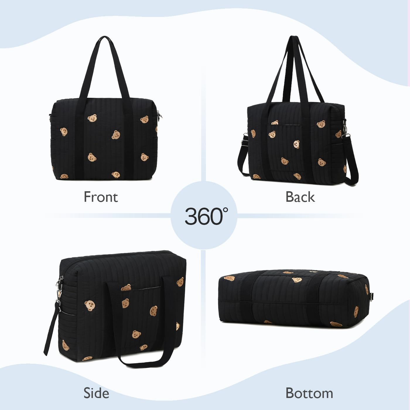 LORADI removable shoulder strap shown transforming the bag into a crossbody carry.