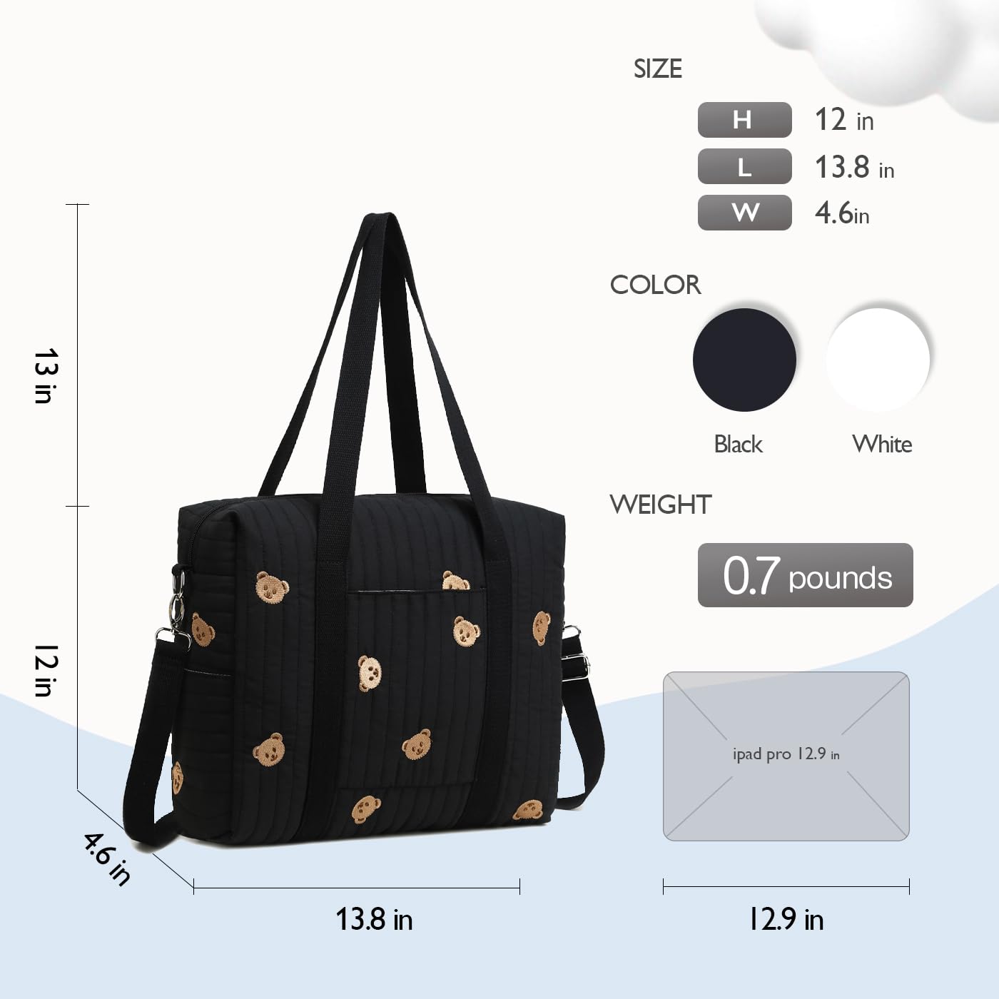 LORADI two side pockets provide quick access to tissues and bottles.