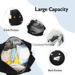 LORADI stroller clips attached to a stroller, creating an on-the-go organizer.