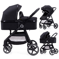 LORTSYBAB 2-in-1 stroller folded for easy storage and travel convenience.
