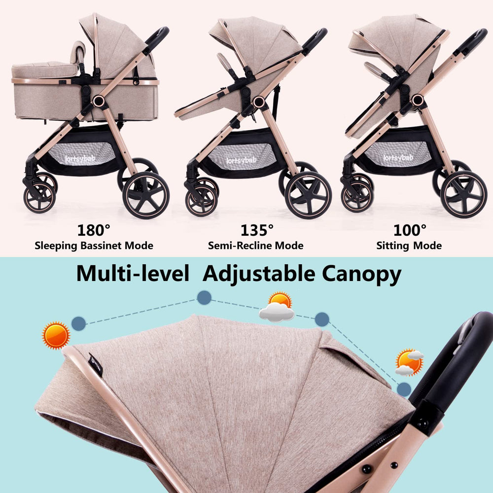 LORTSYBAB 2-in-1 stroller beige reversible seat for facing you or outward