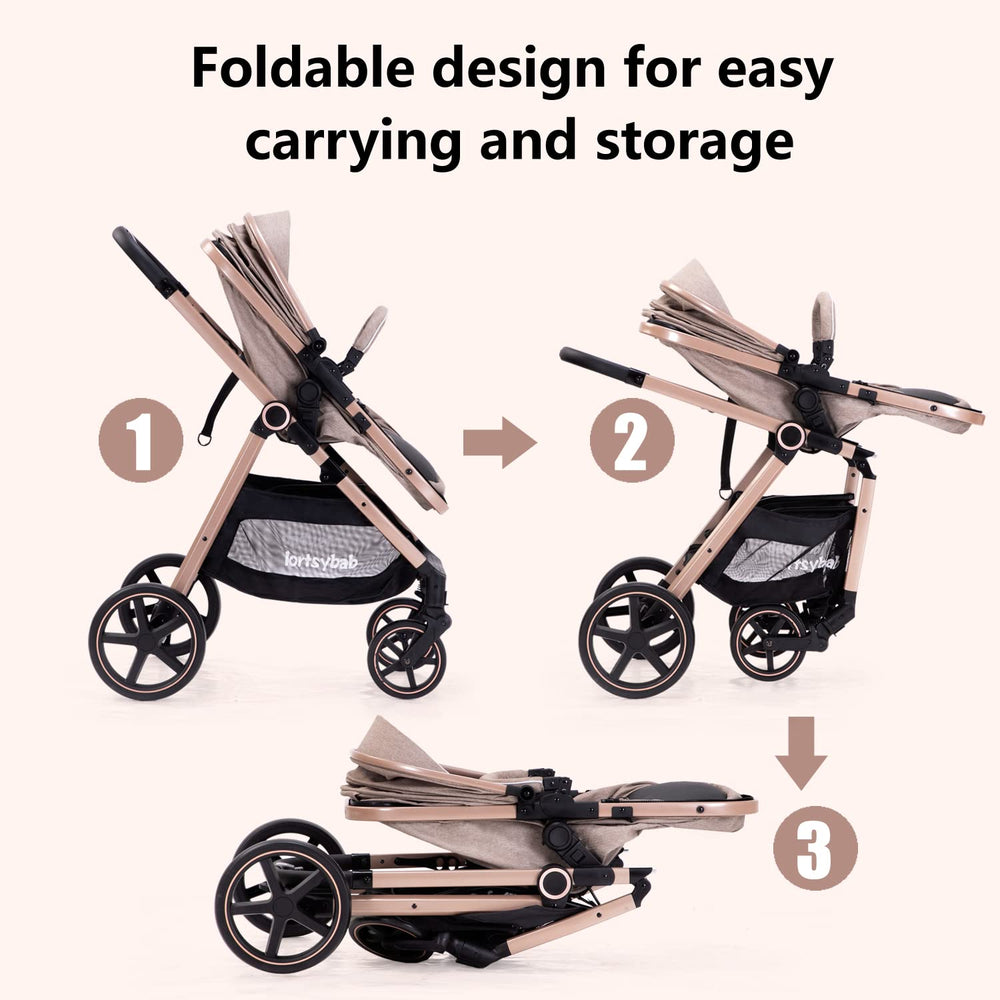 LORTSYBAB 2-in-1 stroller beige large under-seat storage basket for essentials
