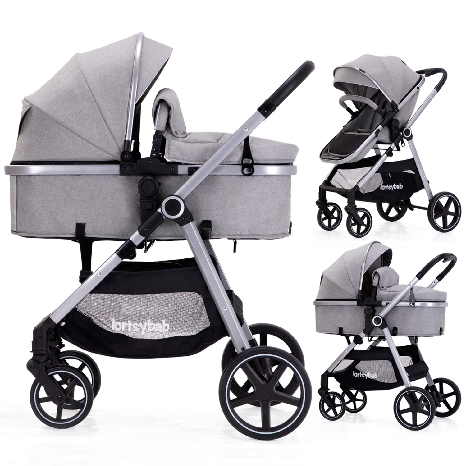 LORTSYBAB 2-in-1 stroller folded for travel and storage