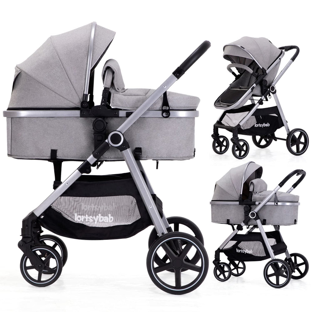 LORTSYBAB 2-in-1 stroller folded for travel and storage
