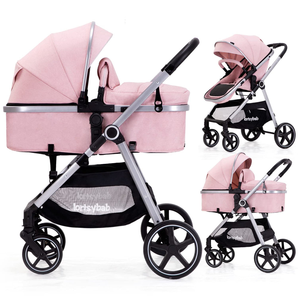 LORTSYBAB 2-in-1 stroller folding for easy travel and storage.