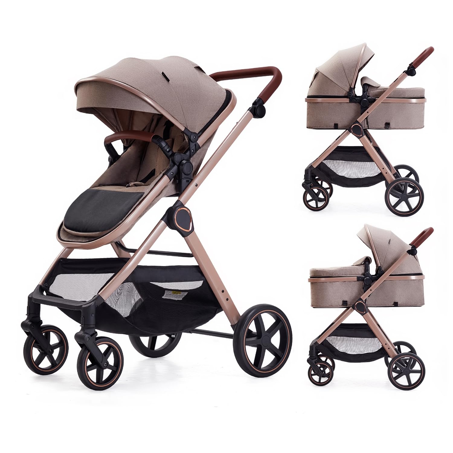 LORTSYBAB beige 2in1 stroller front view for easy city strolls