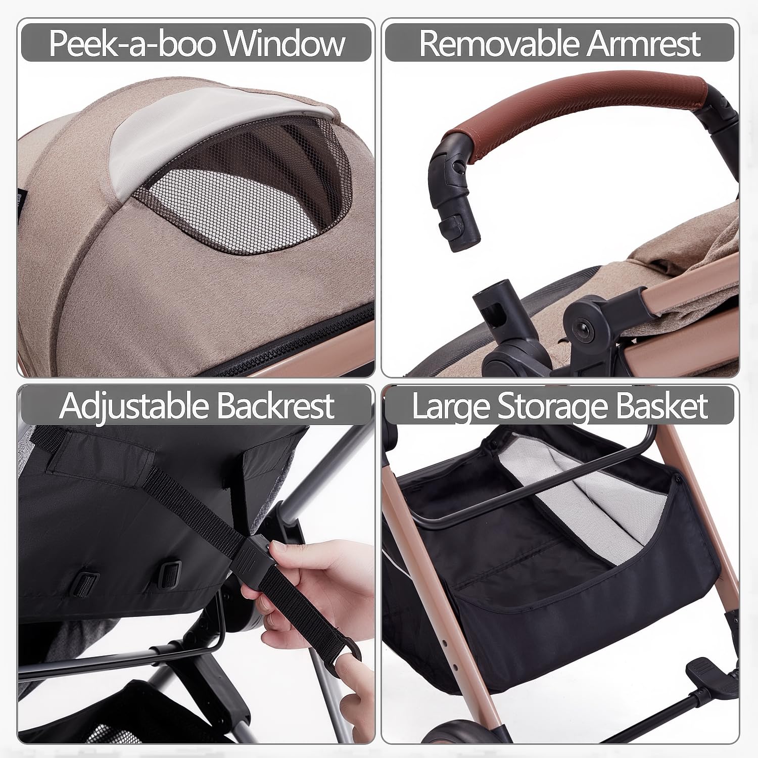 LORTSYBAB beige springy front wheels absorb bumps on diverse terrains