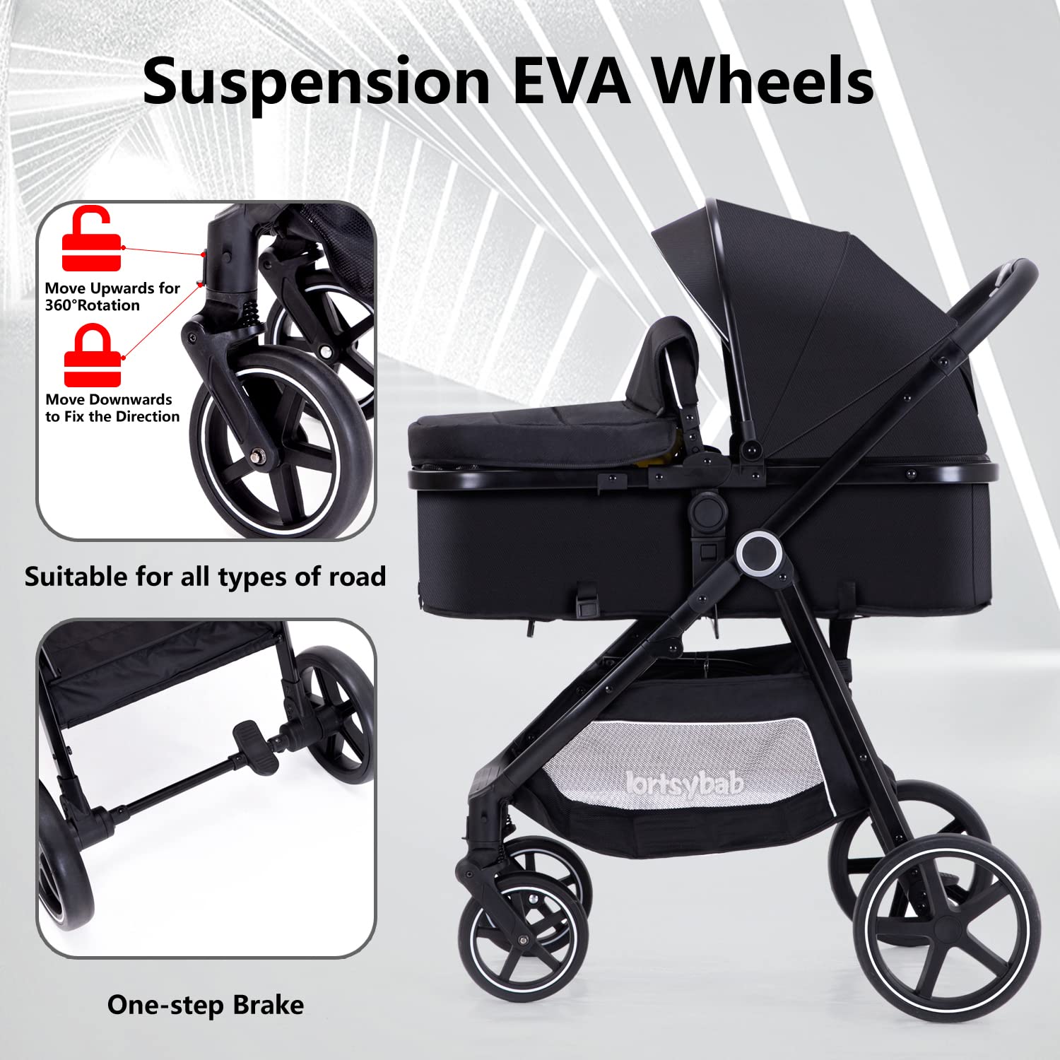 LORTSYBAB EVA wheels deliver durable grip across different terrains.