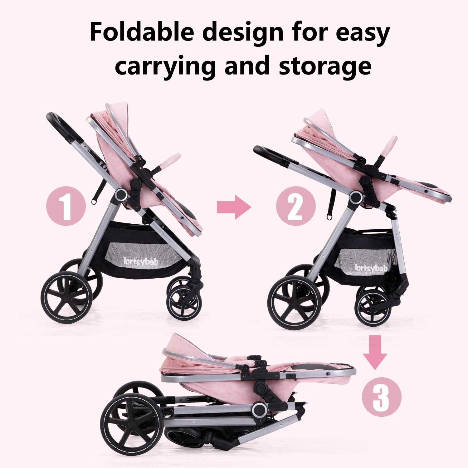 LORTSYBAB 5-point harness keeps baby secure during strolls.