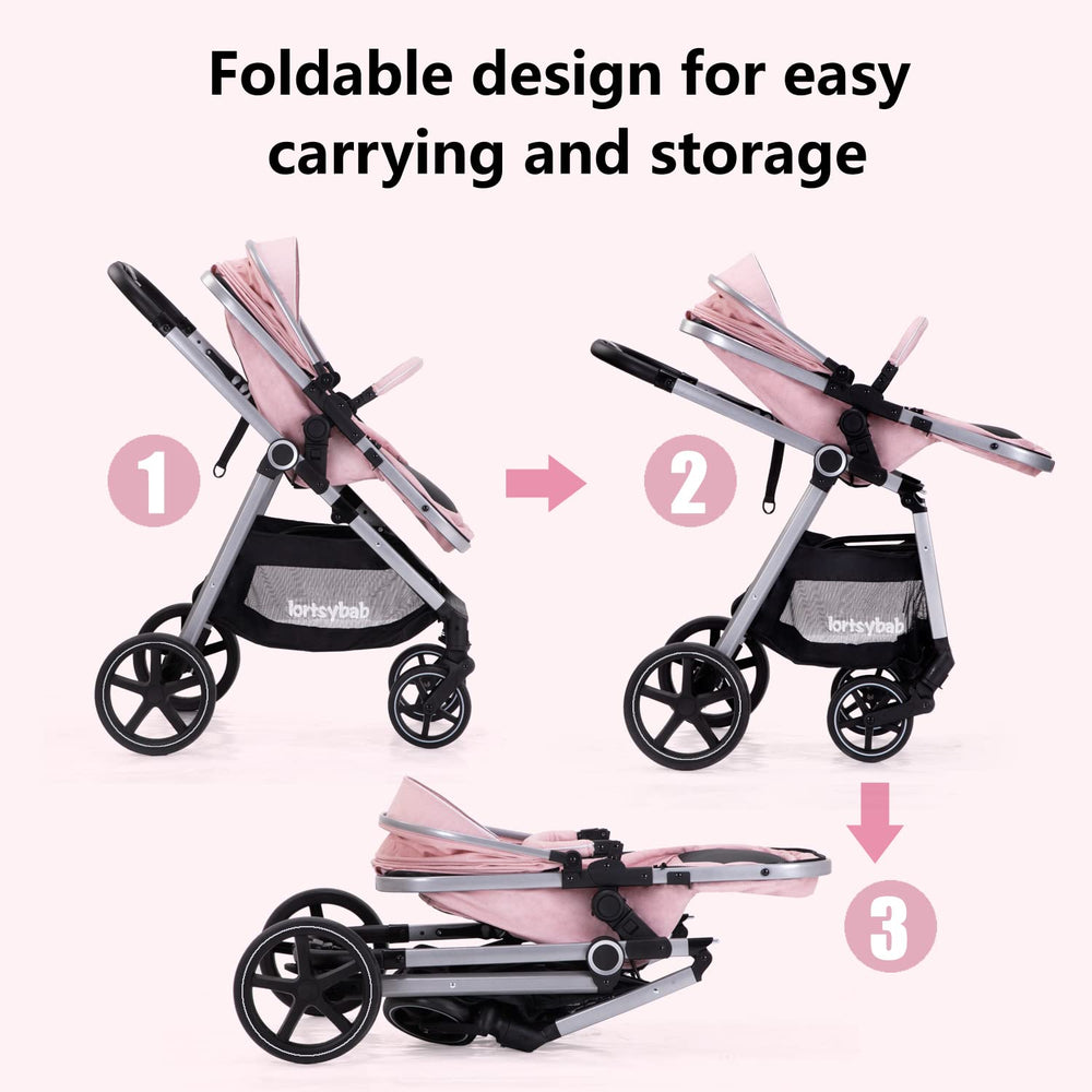 LORTSYBAB 5-point harness keeps baby secure during strolls.
