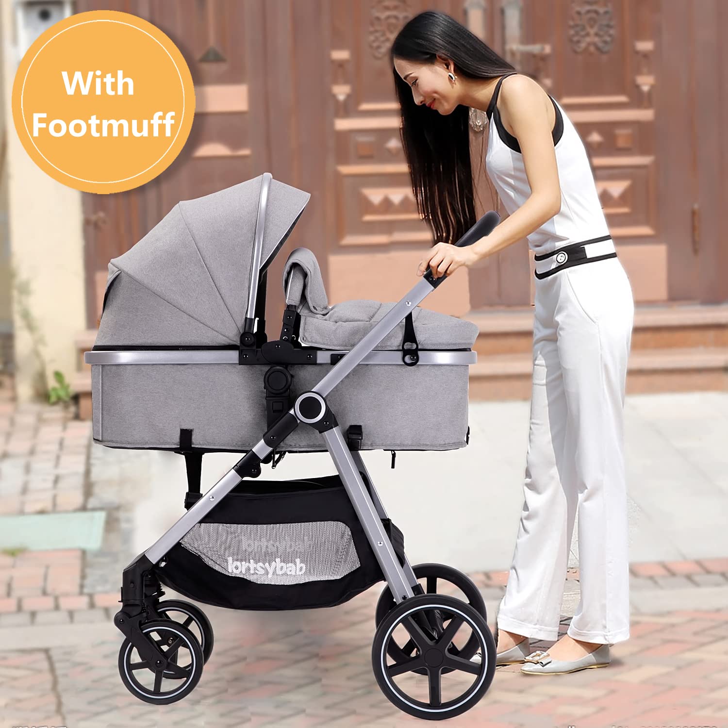 LORTSYBAB adjustable canopy shields baby from sun