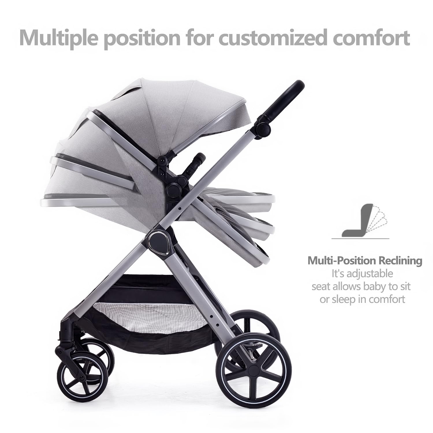 LORTSYBAB canopy with sun visors shields baby from sun in grey