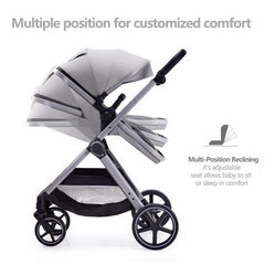 LORTSYBAB canopy with sun visors shields baby from sun in grey