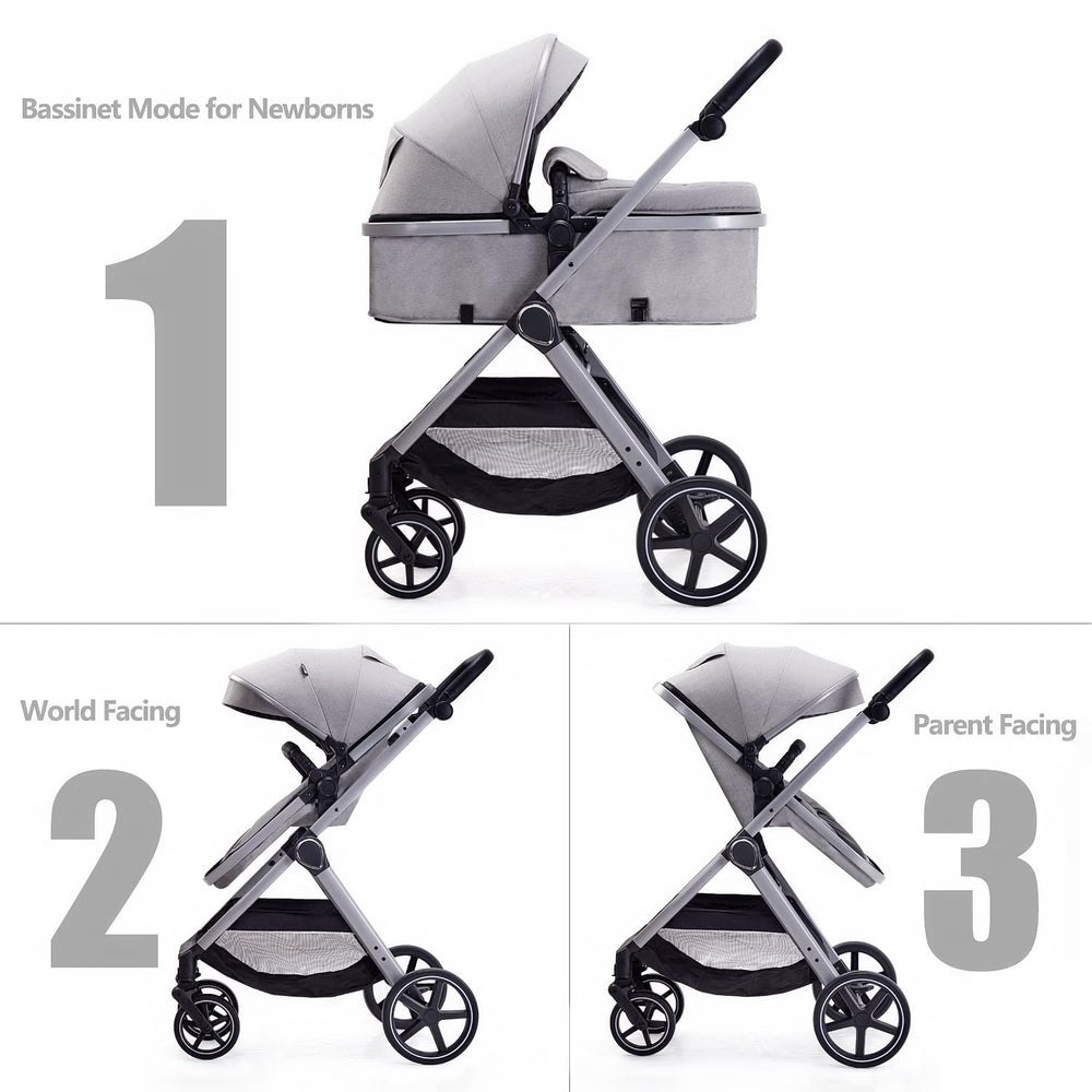 LORTSYBAB stroller full recline for newborn comfort in grey