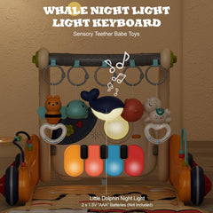 Losbenco baby gym pendants with soft LED night vision light encourage soothing attention.