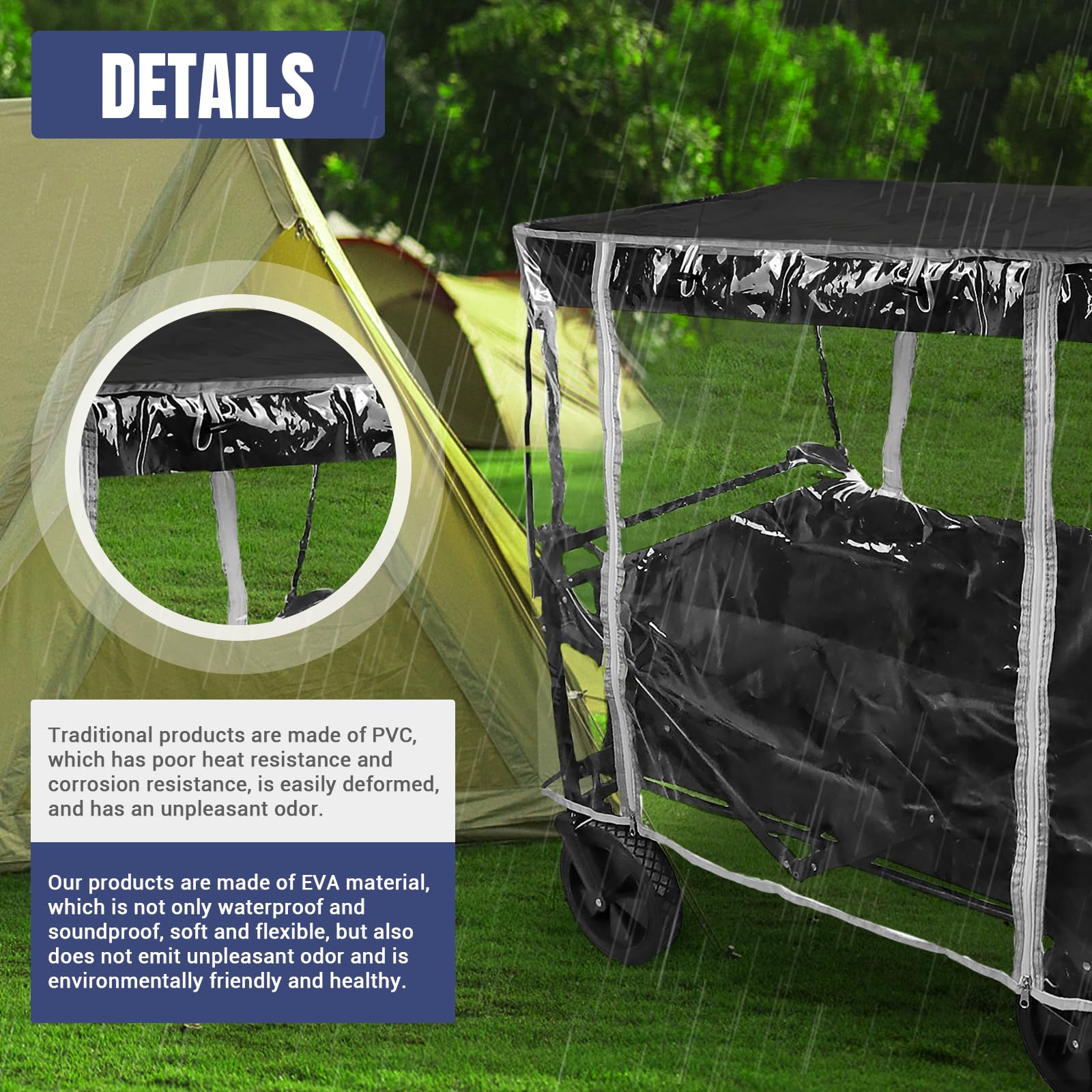 LOSCHEN wagon rain cover quick-install angle shows fast setup