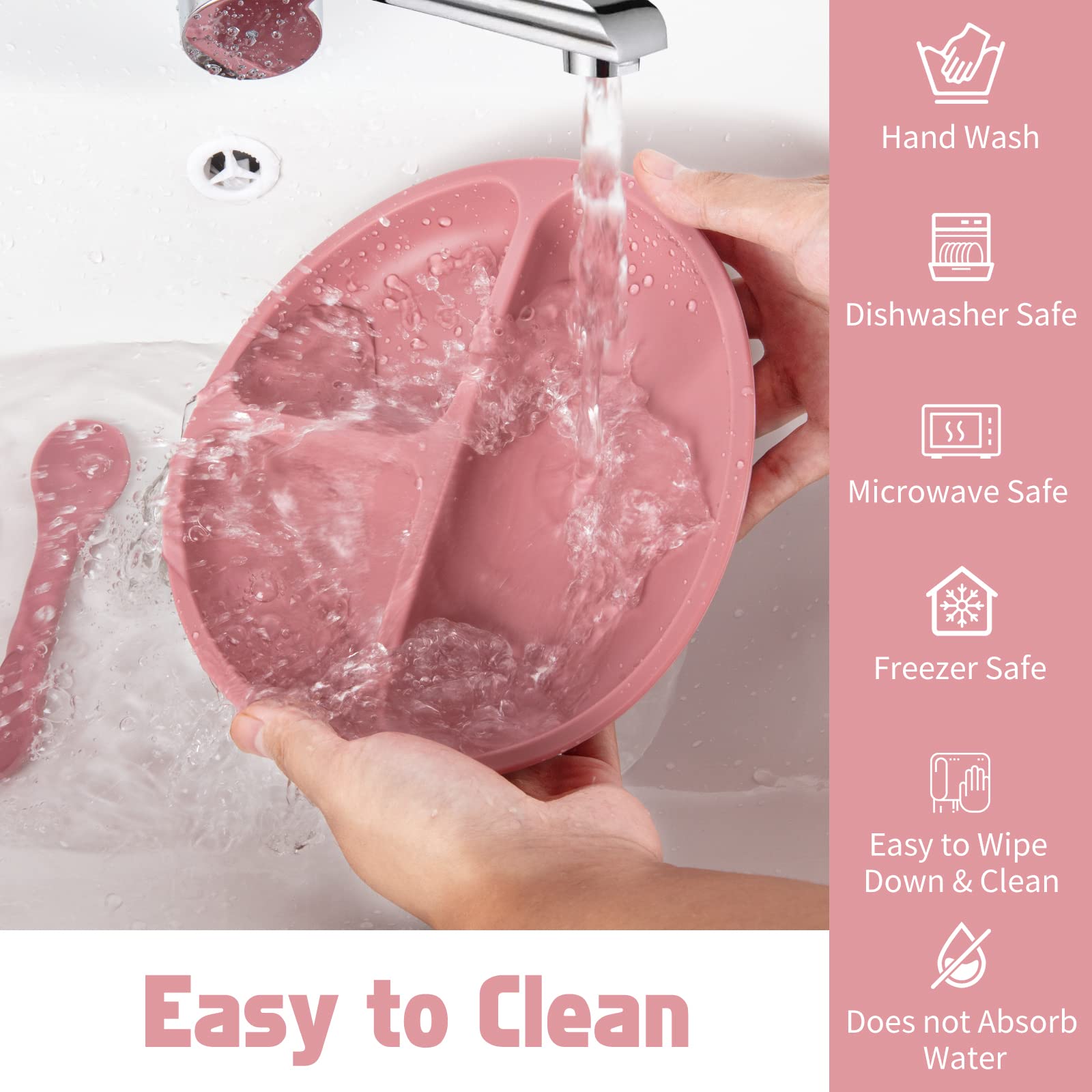 Losecu silicone feeding set bib with food catcher catches spills easily