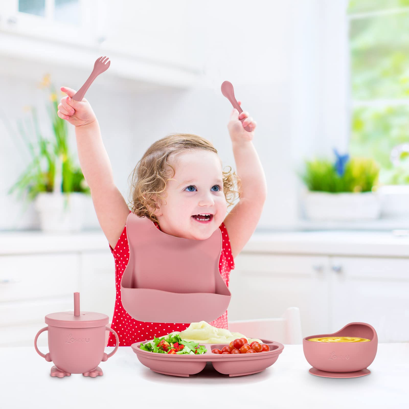 Losecu silicone feeding set full collection ready for meals and travel
