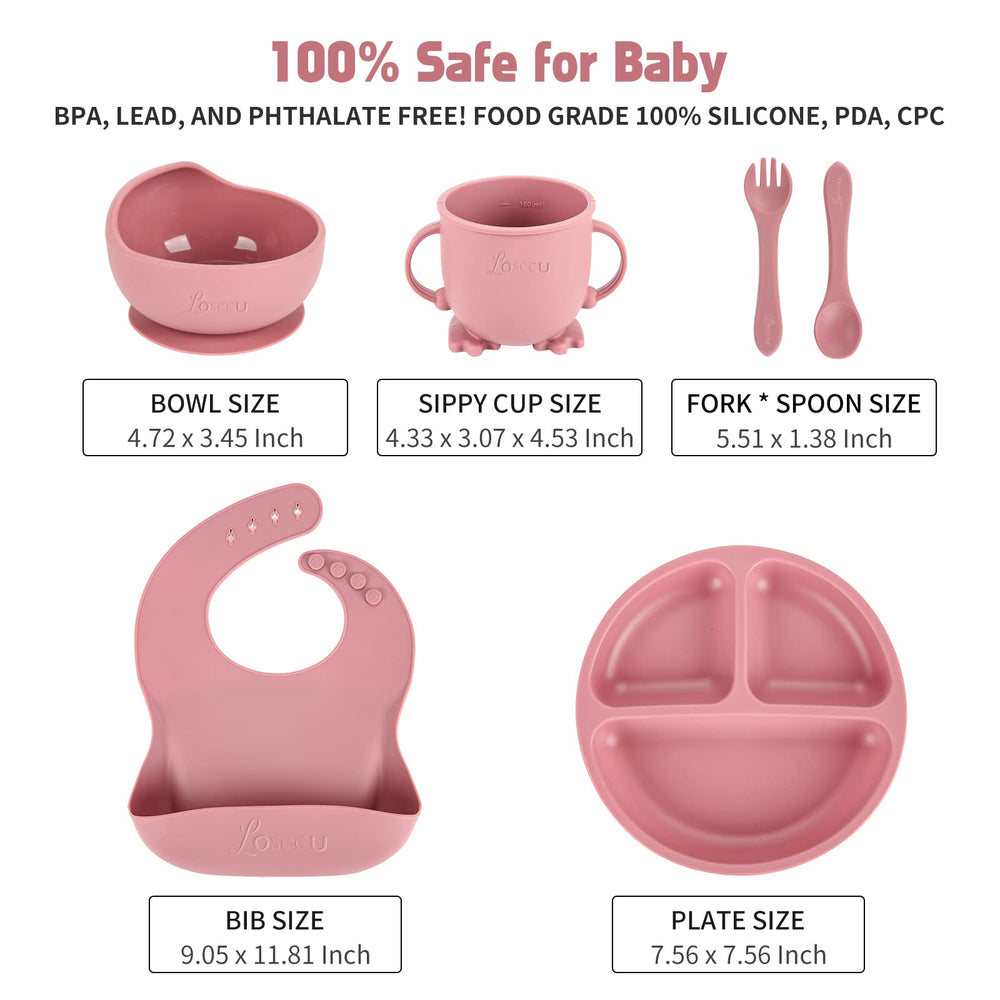 Losecu silicone feeding set suction plate keeps foods separated during self-feeding